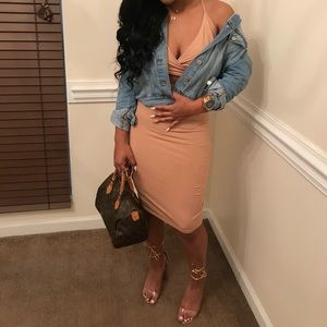 Tan Dress w/ Cut Out